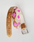 PATA LIFESTYLE Rawhide Belt with Pink and Beige