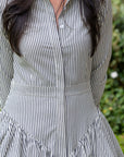 MASON'S DAUGHTER | Harper Longsleeve Shirtdress, Navy Stripe