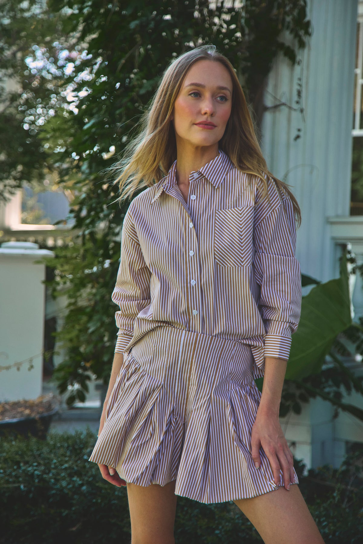 Harper Mini Skirt, Burnt Orange Stripe