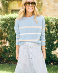 MASON'S DAUGHTER | Danielle Sweater, Light Blue Multi Striped Knit