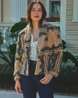 Cocoa Cropped Coat, Sand Bandana