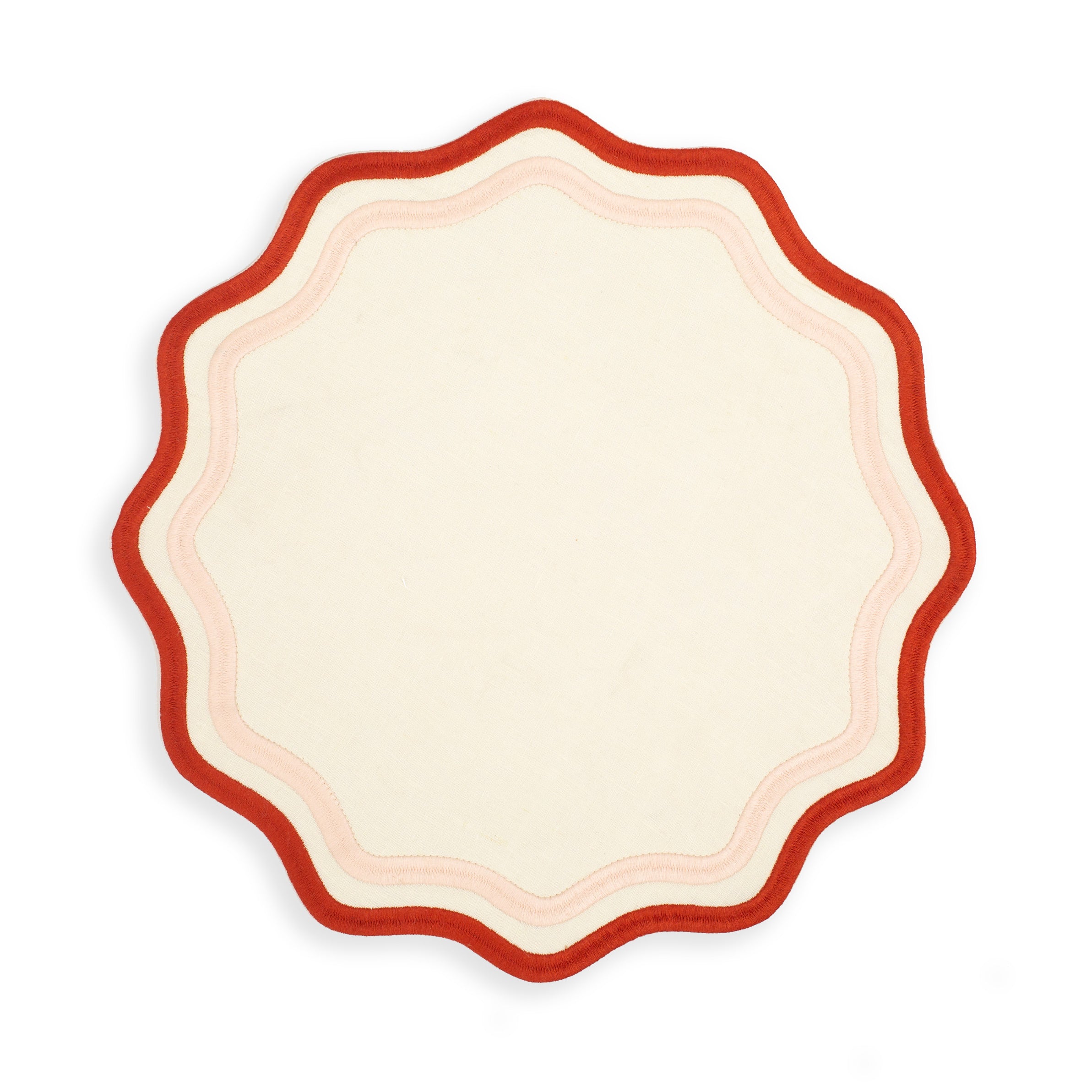 MISETTE Colorblock Embroidered Linen Placemats in Pink/Rust (Set of 4)