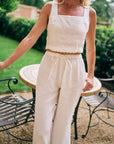 MASON'S DAUGHTER | Ella Scallop Pant, White Linen