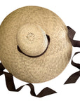 SARAH BRAY BERMUDA Geranium Sun Hat - Long Chocolate Brown Grosgrain Ribbon