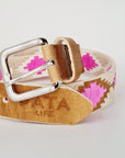 PATA LIFESTYLE Rawhide Belt with Pink and Beige