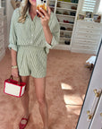 MASON'S DAUGHTER | Olivia Short, Olive & Ivory Seersucker