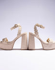LARROUDE | Dolly Broderie Sandal In Natural Raffia