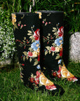 LARROUDE x Markarian Flat Boot In Black Wool and Floral Embroidery