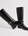 LARROUDÉ Milan Flat Boot In Black Leather