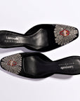 Larroudé x Markarian Mule In Black Velvet and Heart Embroidery