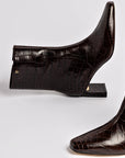 LARROUDÉ Alexis Bootie In Dark Croco Embroided Leather