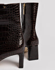 LARROUDÉ Alexis Bootie In Dark Croco Embroided Leather