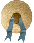 SARAH BRAY BERMUDA Geranium Sun Hat - Short & Wide French Blue Grosgrain Ribbon