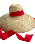 SARAH BRAY BERMUDA Geranium Sun Hat - Long Red Grosgrain Ribbon