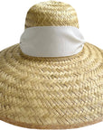 SARAH BRAY BERMUDA Geranium Sun Hat - Wide & Short White Grosgrain Ribbon