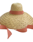 SARAH BRAY BERMUDA Geranium Sun Hat - Long Coral Grosgrain Ribbon