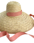 SARAH BRAY BERMUDA Geranium Sun Hat - Long Coral Grosgrain Ribbon