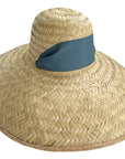 SARAH BRAY BERMUDA Geranium Sun Hat - Short & Wide French Blue Grosgrain Ribbon