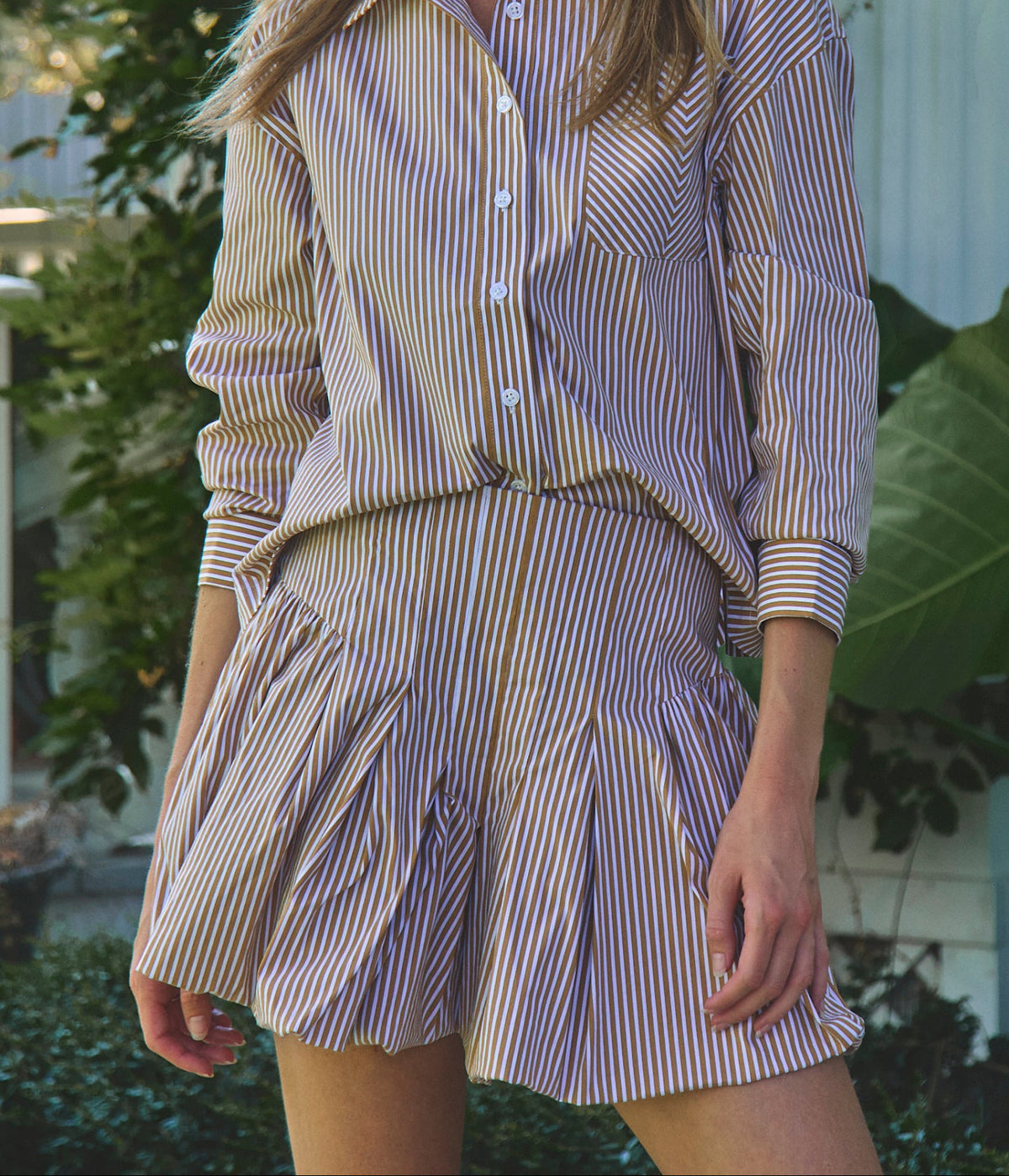 Harper Mini Skirt, Burnt Orange Stripe