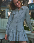 Harper Longsleeve Shirtdress, Navy Stripe