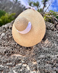 SARAH BRAY BERMUDA Geranium Sun Hat - Wide & Short White Grosgrain Ribbon