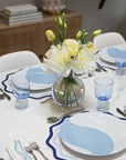 MISETTE Colorblock Embroidered Linen Placemats in Blue (Set of 4)