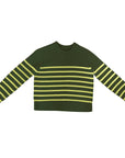 TUTTO Olive Chartreuse Stripe Sweater