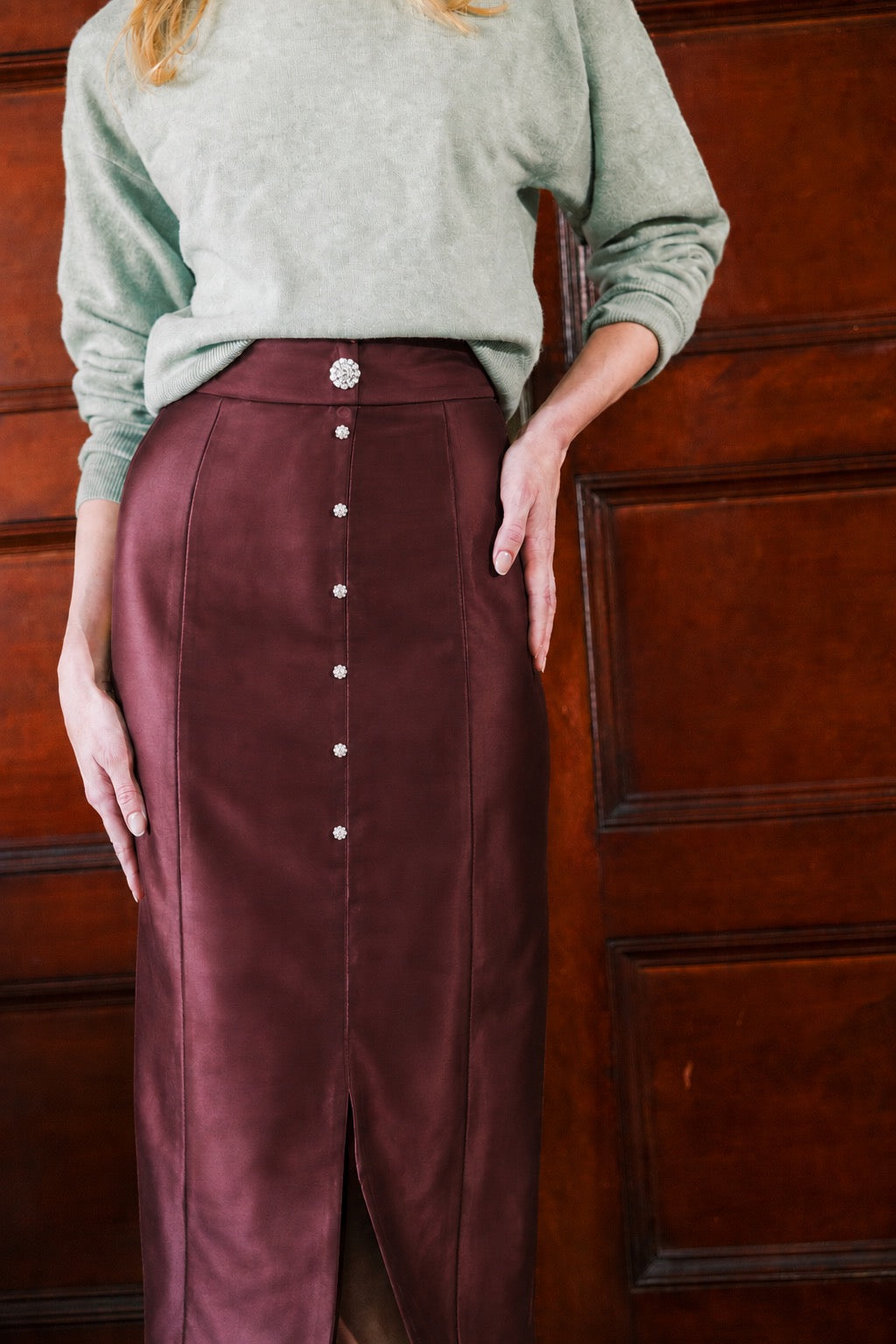 MASON by MASON'S DAUGHTER Leighton Skirt, Oxblood Moire