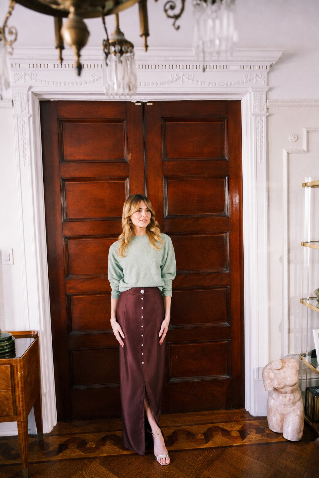 MASON by MASON'S DAUGHTER Leighton Skirt, Oxblood Moire