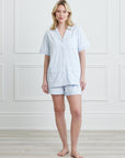 KIP Luxe Stretch Cotton Short Set in Mist Blue