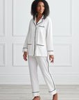 KIP Luxe Stretch Cotton Pajama Set in Pearl