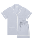 KIP Luxe Stretch Cotton Short Set in Mist Blue