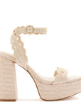 LARROUDE | Dolly Broderie Sandal In Natural Raffia