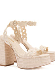 LARROUDE | Dolly Broderie Sandal In Natural Raffia
