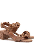 LARROUDE Milan Sandal In Caramel Wave Raffia