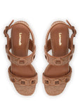 LARROUDE Milan Sandal In Caramel Wave Raffia