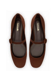 LARROUDÉ Blair Ballet Flat In Brown Suede