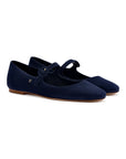 LARROUDE | Blair Ballet Flat In Navy Suede