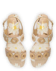 LARROUDE | Milan Flat Sandal In Beige Printed Raffia