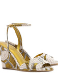 Larroudé x Markarian Wedge In Gold Floral Dutel