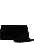 LARROUDE Venice Flat Mule and Pouch Kit In Black Suede