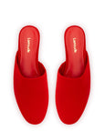 LARROUDE Venice Flat Mule and Pouch Kit In Scarlet Suede