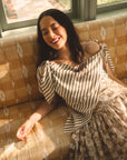 Lily Scarf Top, Olive & Ivory Striped