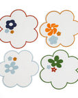 MISETTE Floral Embroidered Linen Coasters (Set of 4)