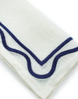 MISETTE Colorblock Embroidered Linen Napkins in Dark Blue (Set of 4)