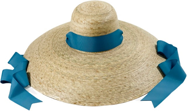 SARAH BRAY BERMUDA Daisy Sun Hat - French Blue Grosgrain Ribbon