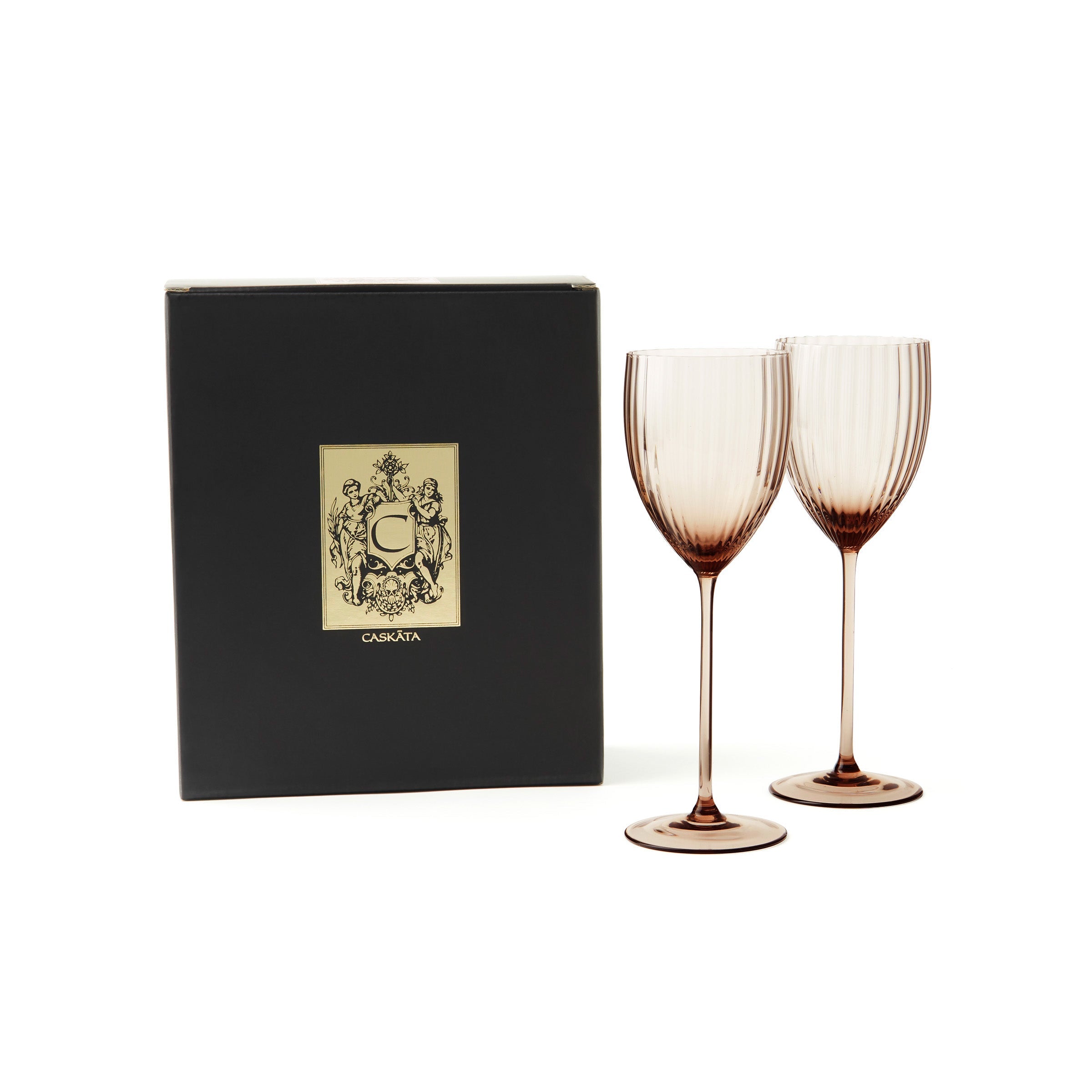 CASKATA Quinn White Wine Glasses, Rose Set of 2