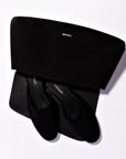 LARROUDE Venice Flat Mule and Pouch Kit In Black Suede