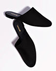 LARROUDE Venice Flat Mule and Pouch Kit In Black Suede