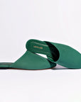 LARROUDE Venice Flat Mule and Pouch Kit In Emerald Suede